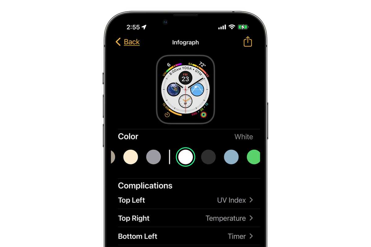 iPhone'da Apple Watch yüz düzenleyicisi