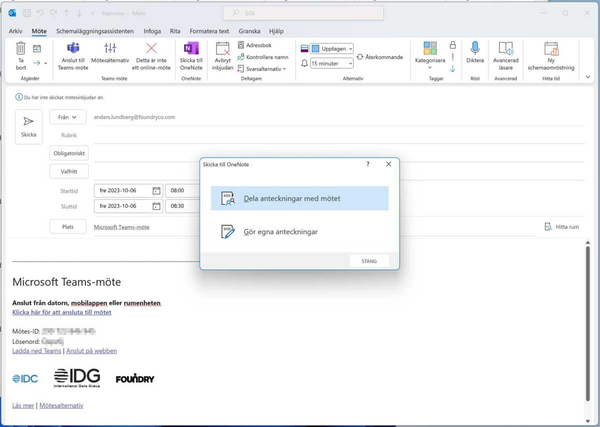 Dela mötesanteckningar med Onenote
