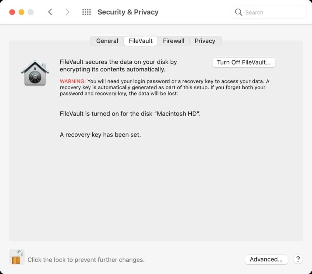 macOS Big Sur FileVault