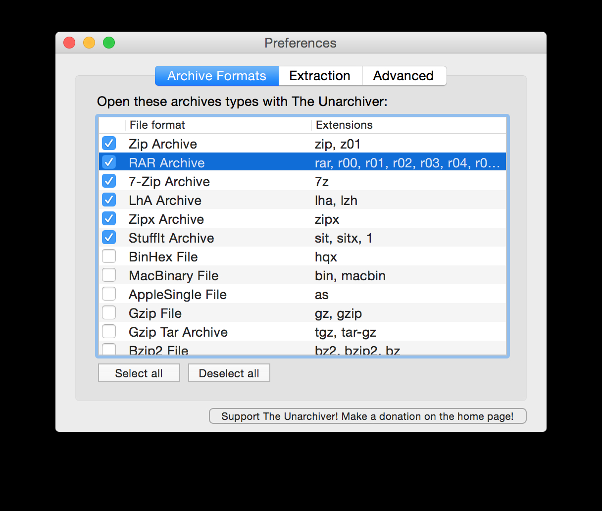 the unarchiver you need to supply the file name