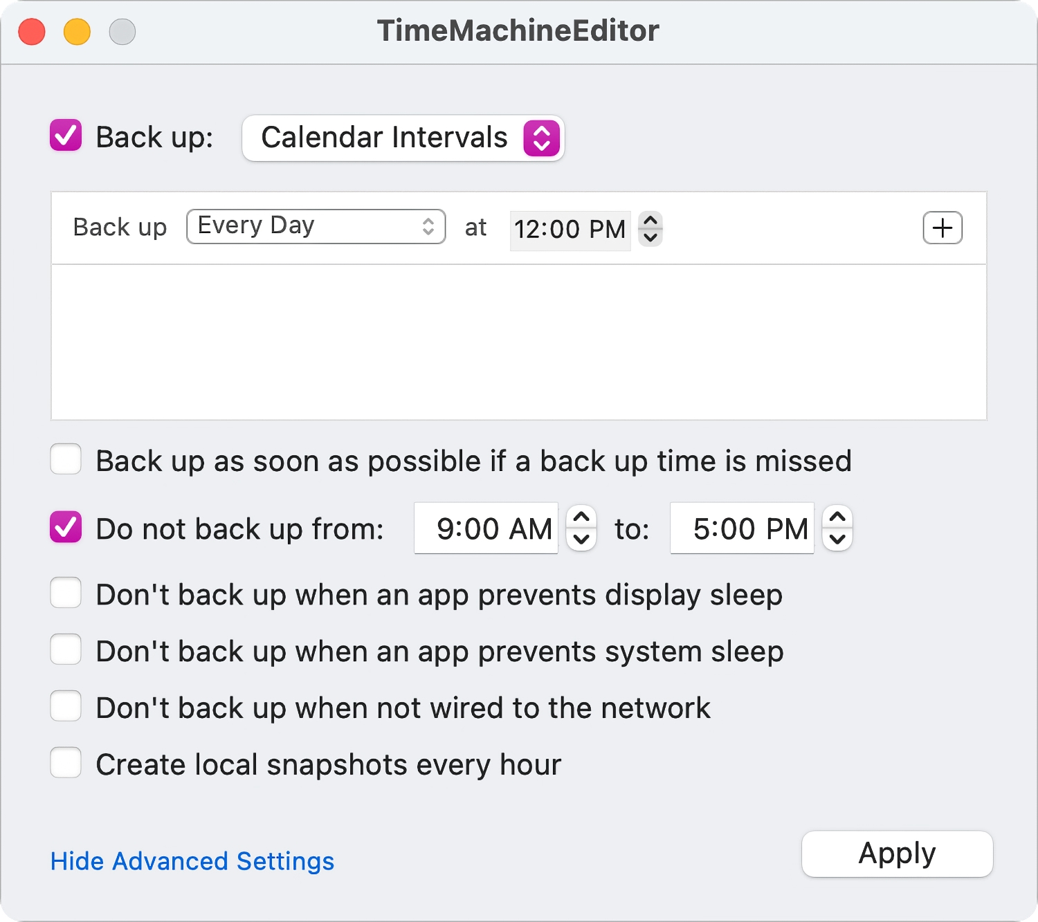time machine scheduler app