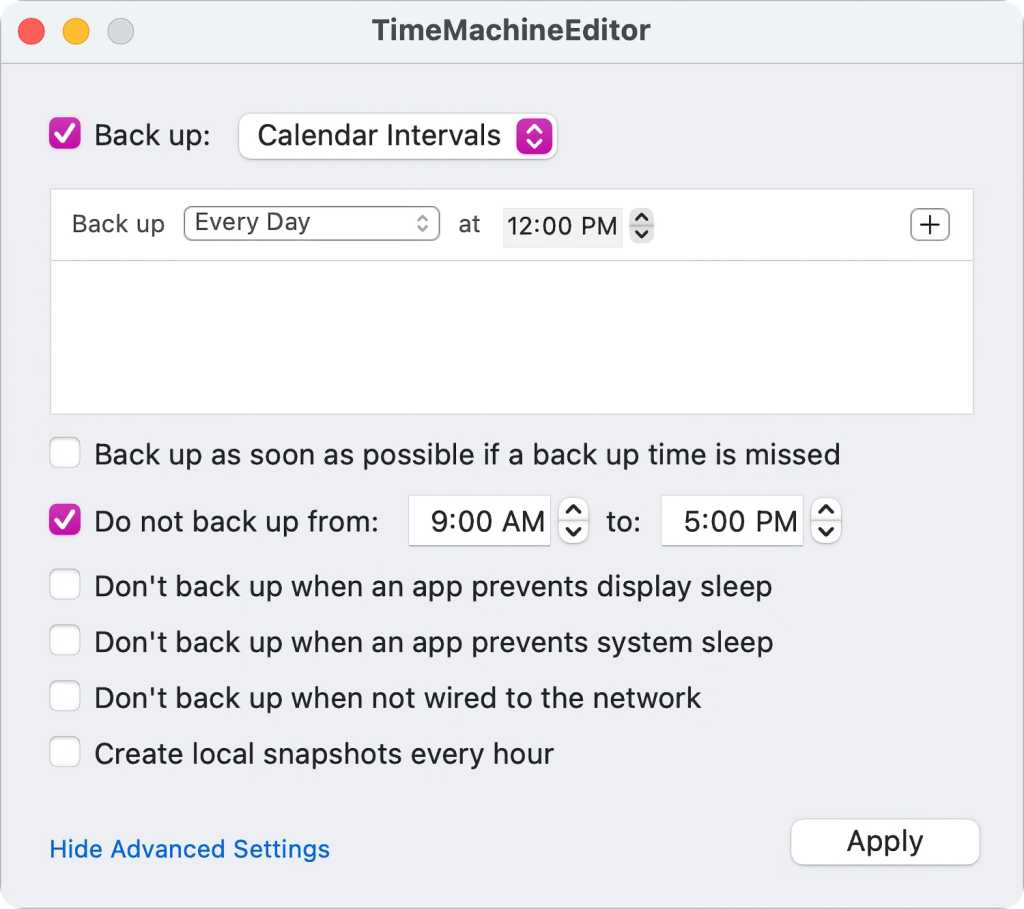 TimeMachineEditor scheduler