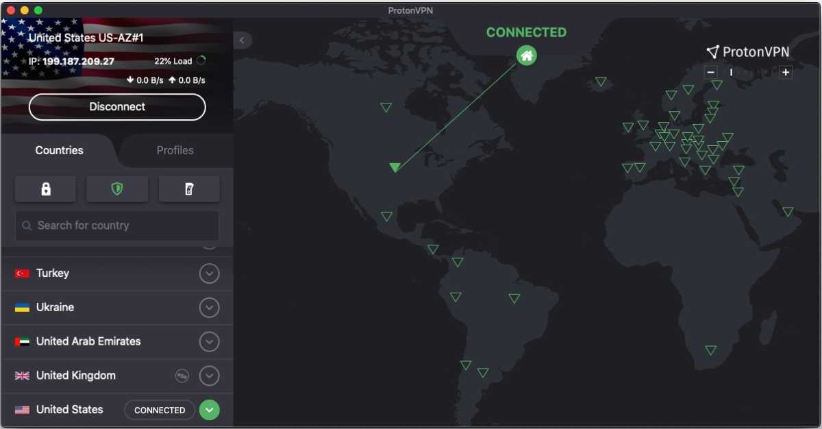 Connexion active ProtonVPN