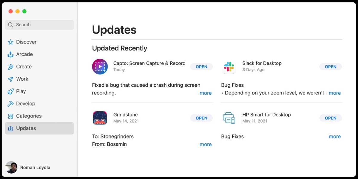macOS Big Sur App Store updates