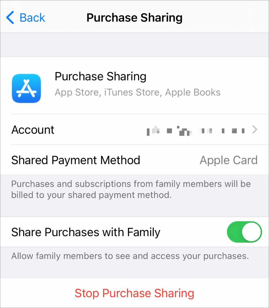 iOS Purchase Sharing