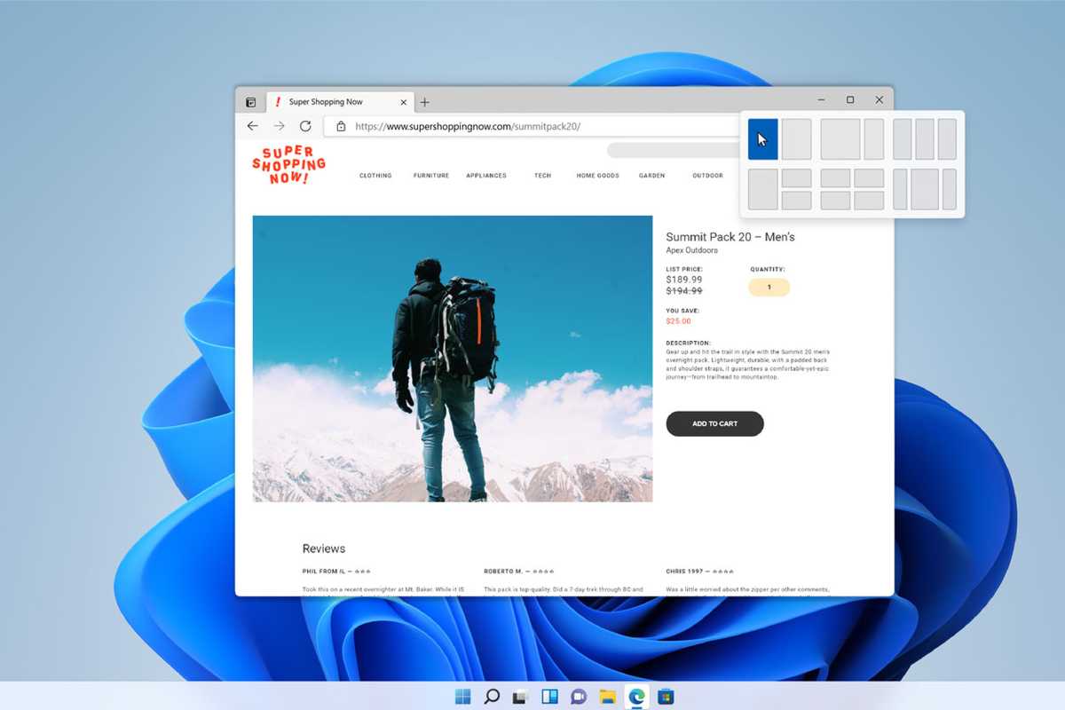 Windows 11 snap layout