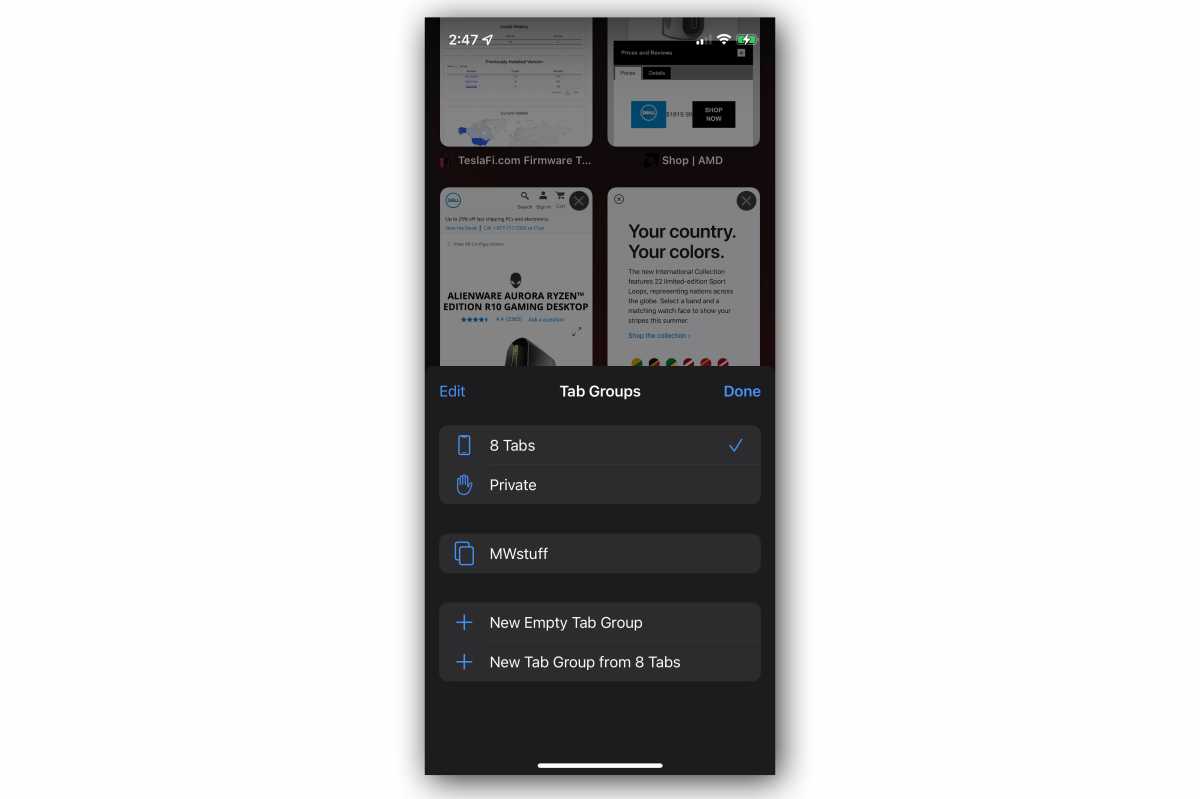 ios 15 tab groups