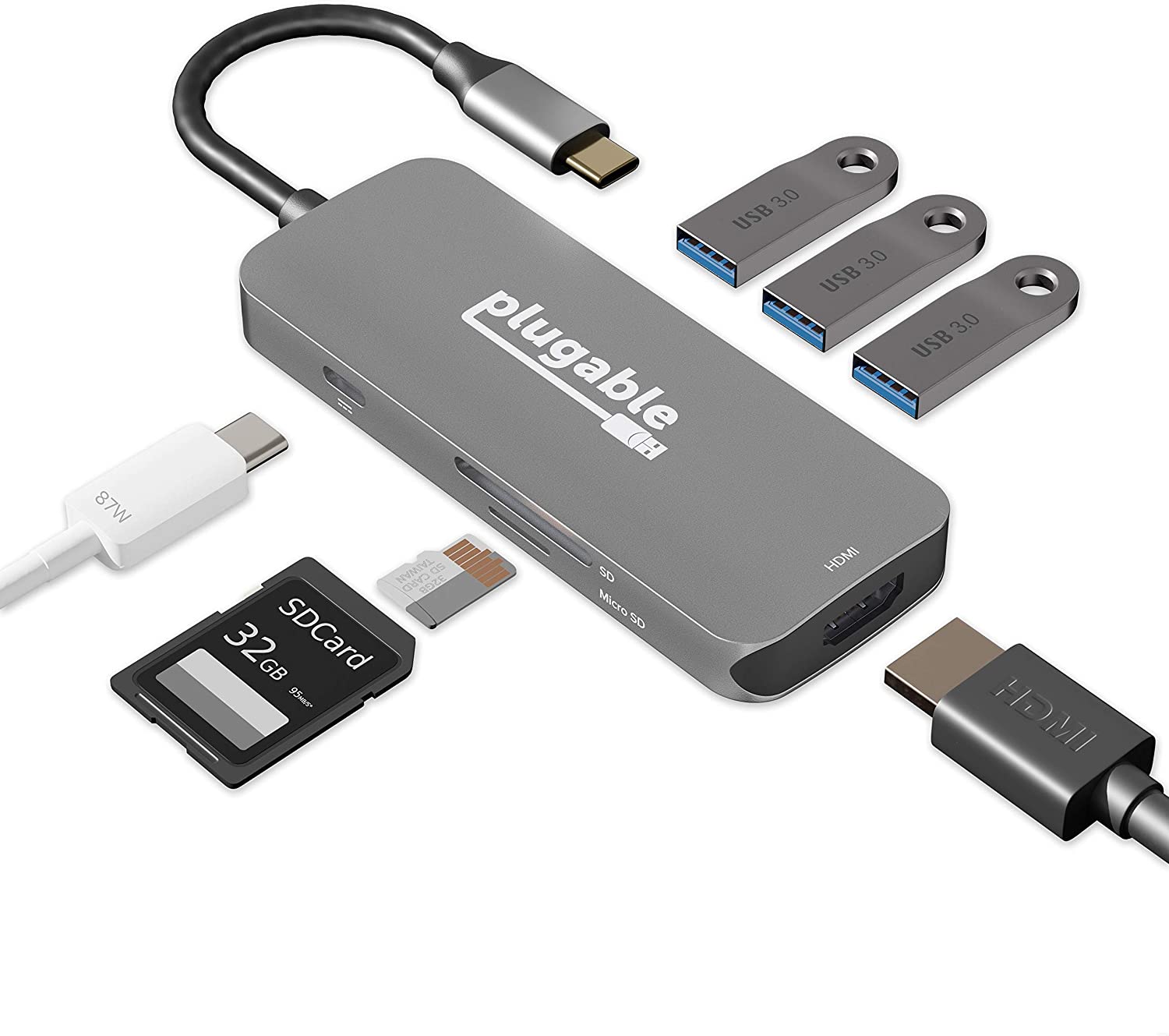 Plugable 7-in-1 USB-C Multiport Adapter – best USB-C hub with gigabit ethernet