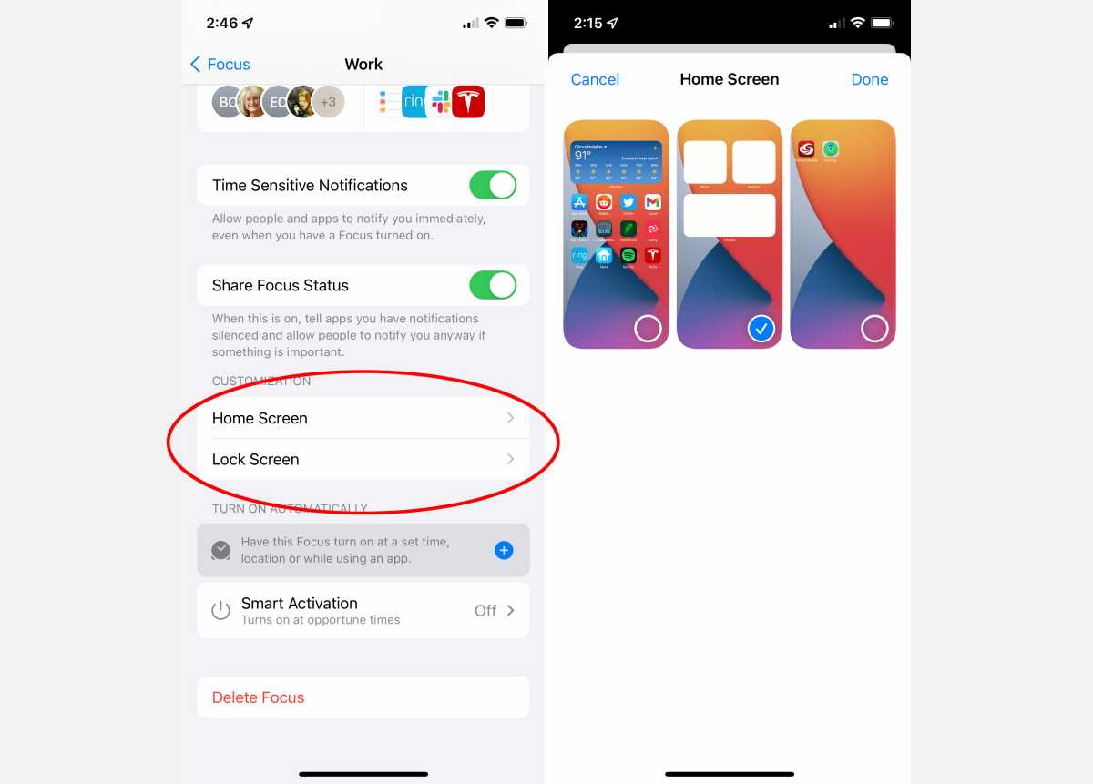 ios15 focus mode home screen