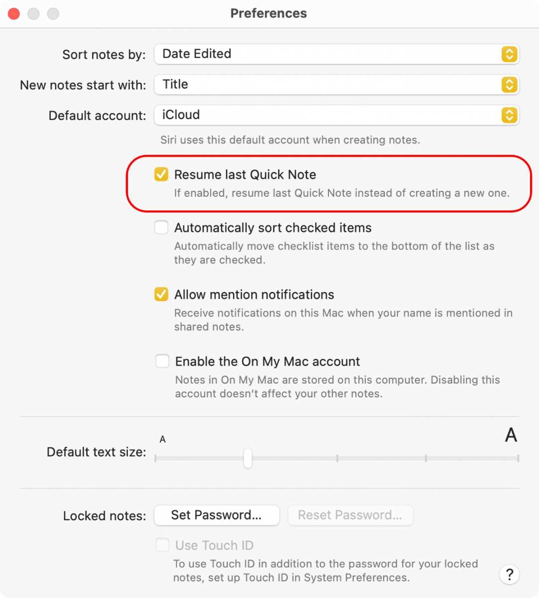 macOS Monterey Quick Note Setting