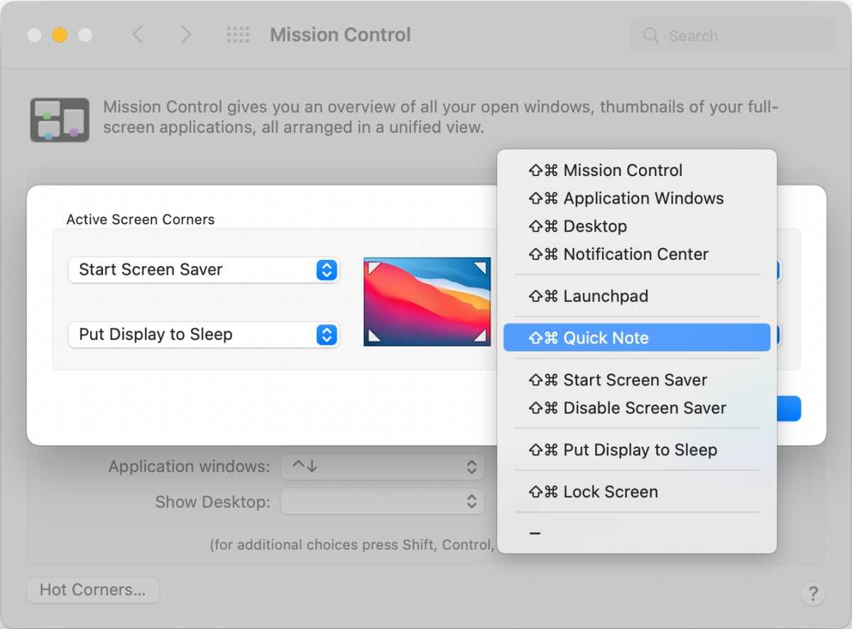 macOS Monterey Quick Note Hot Corner