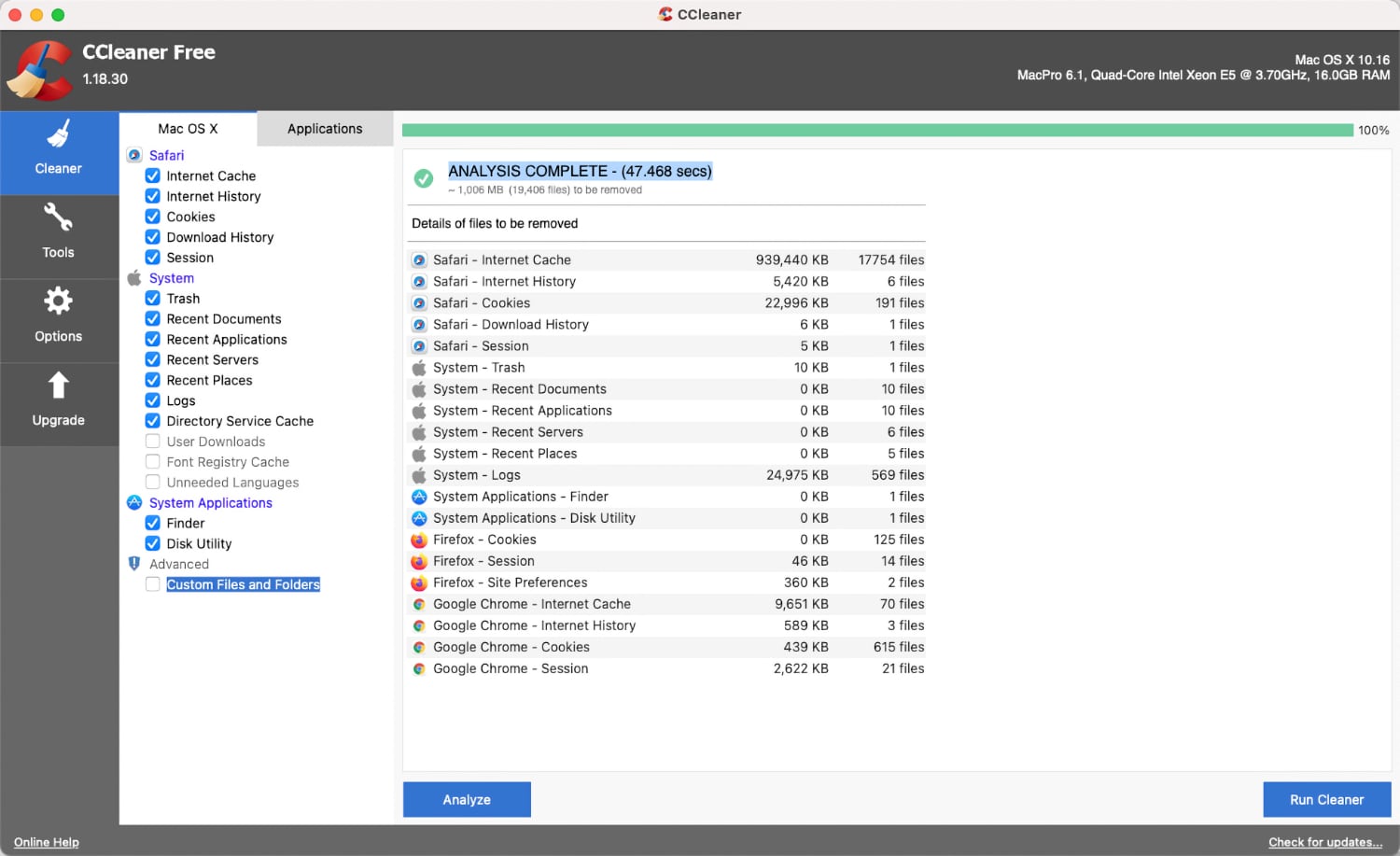 ccleaner for mac erase free space