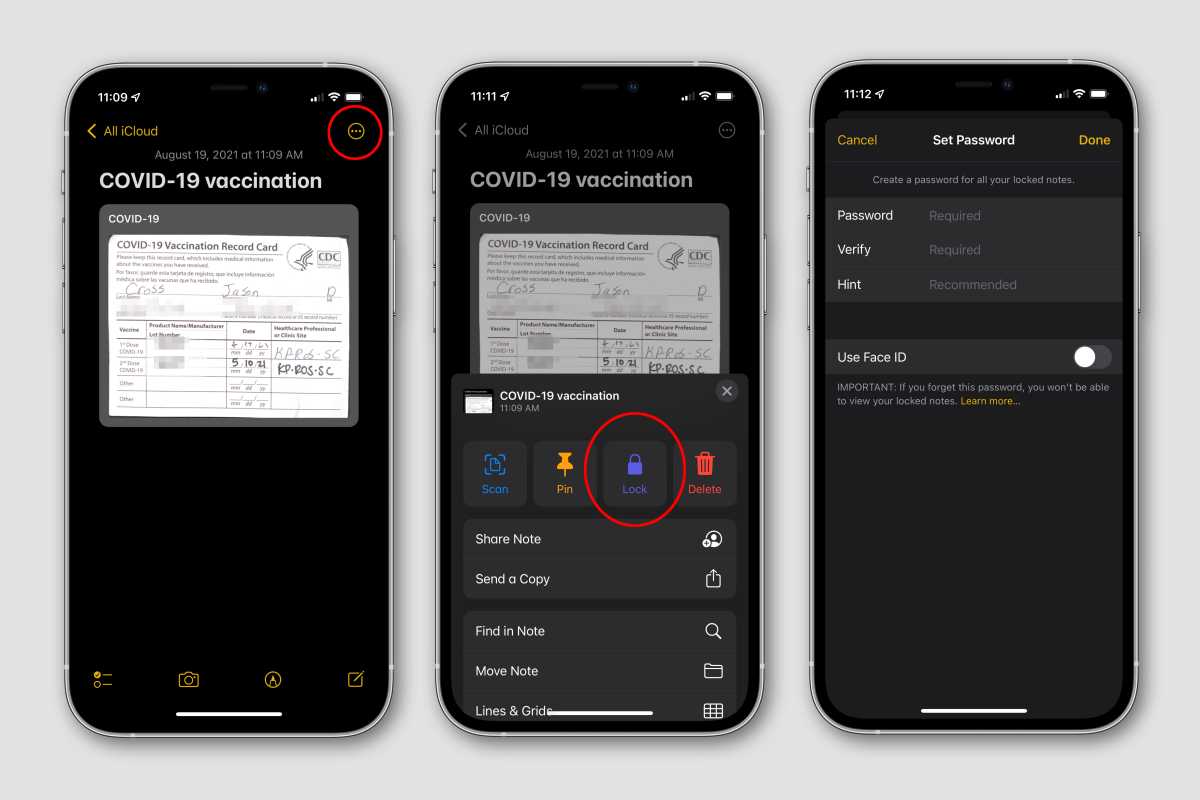iphone covid locked note