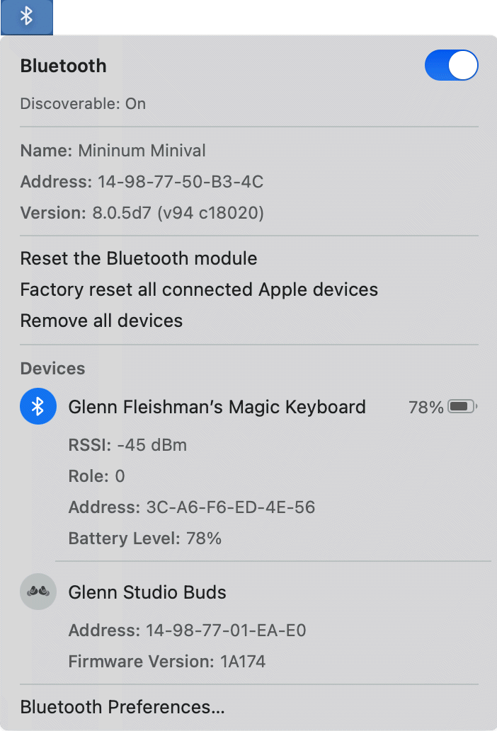 Сброс Bluetooth на Mac