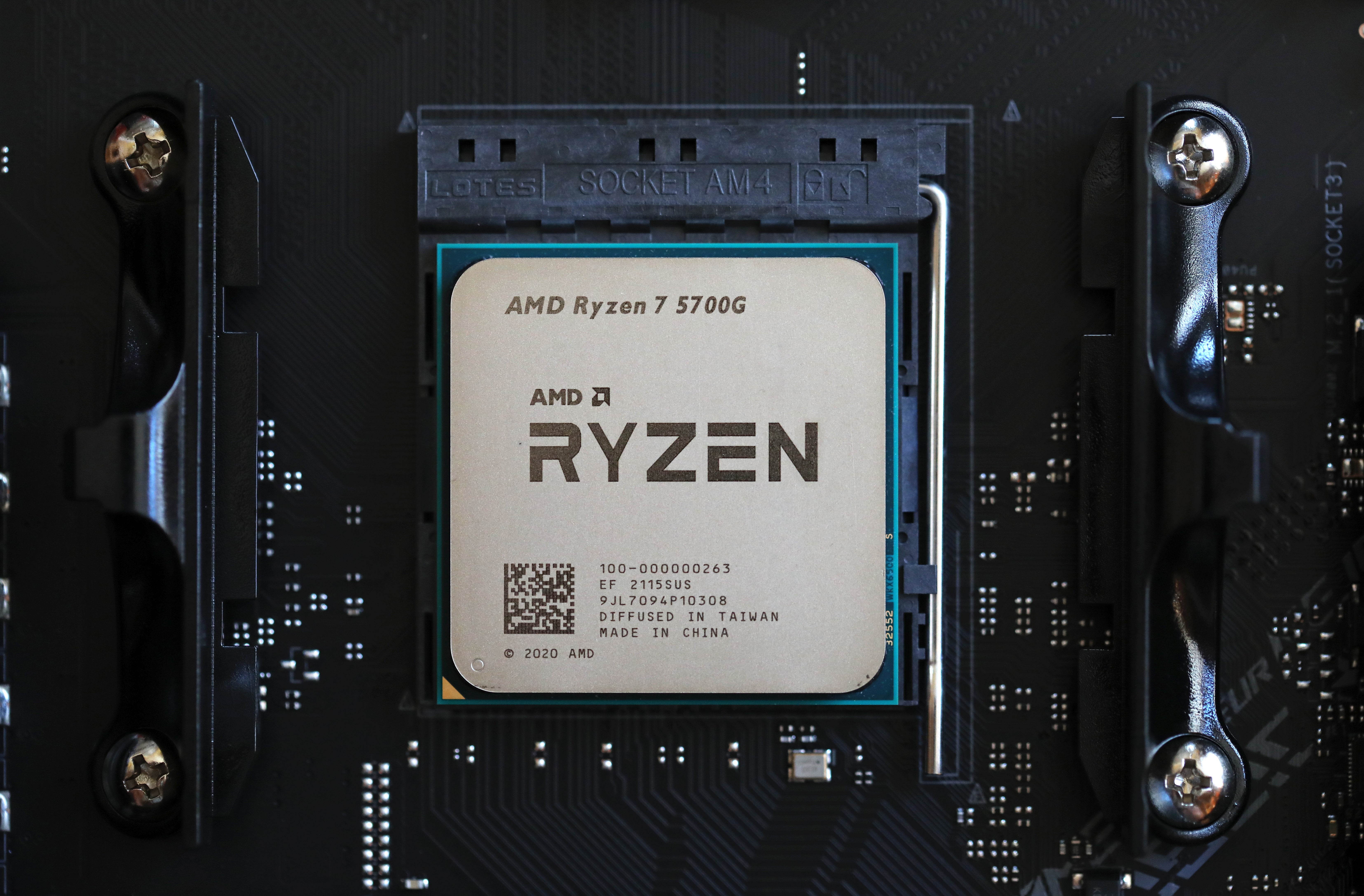 AMD Ryzen 7 5700G on in a motherboard