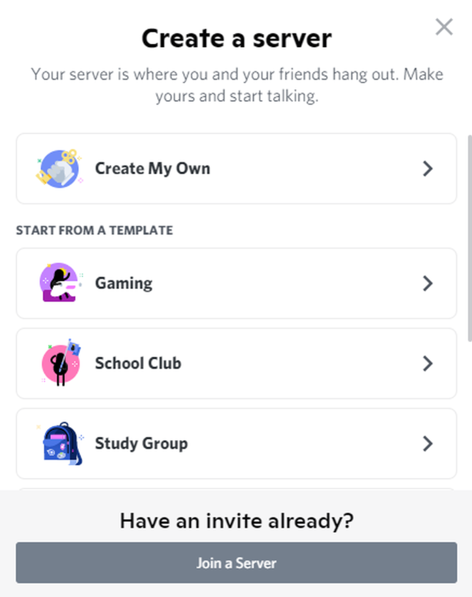 Create your own server Discord