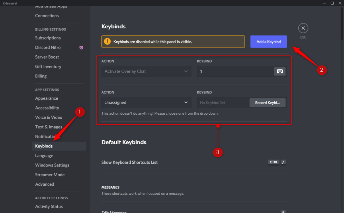 Set up Discord Keybinds