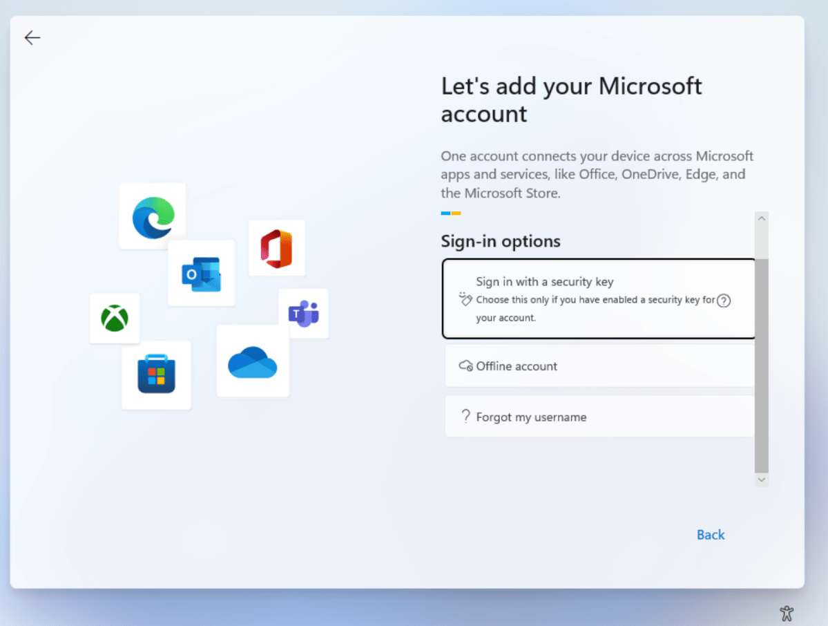 Windows 11 OOBE account picker