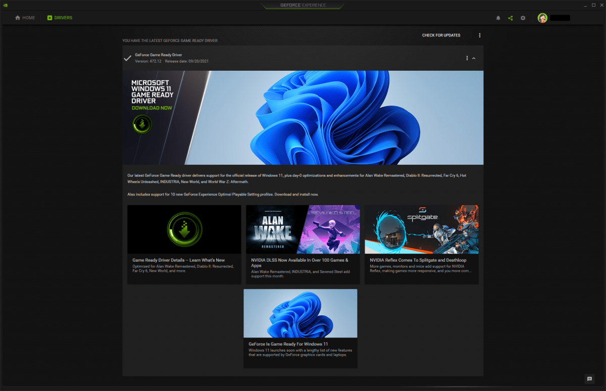 geforce experience pilot management screen