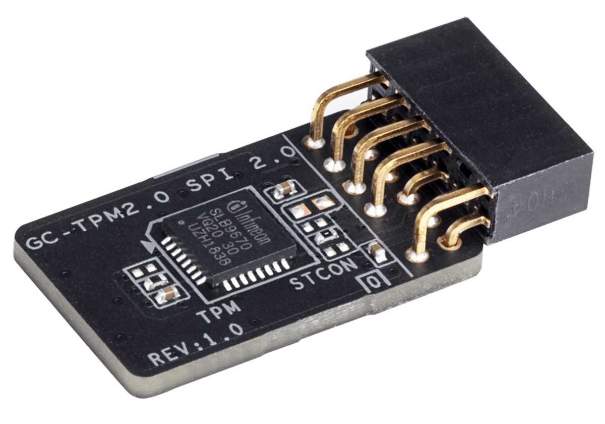 TPM 2.0 module on white background