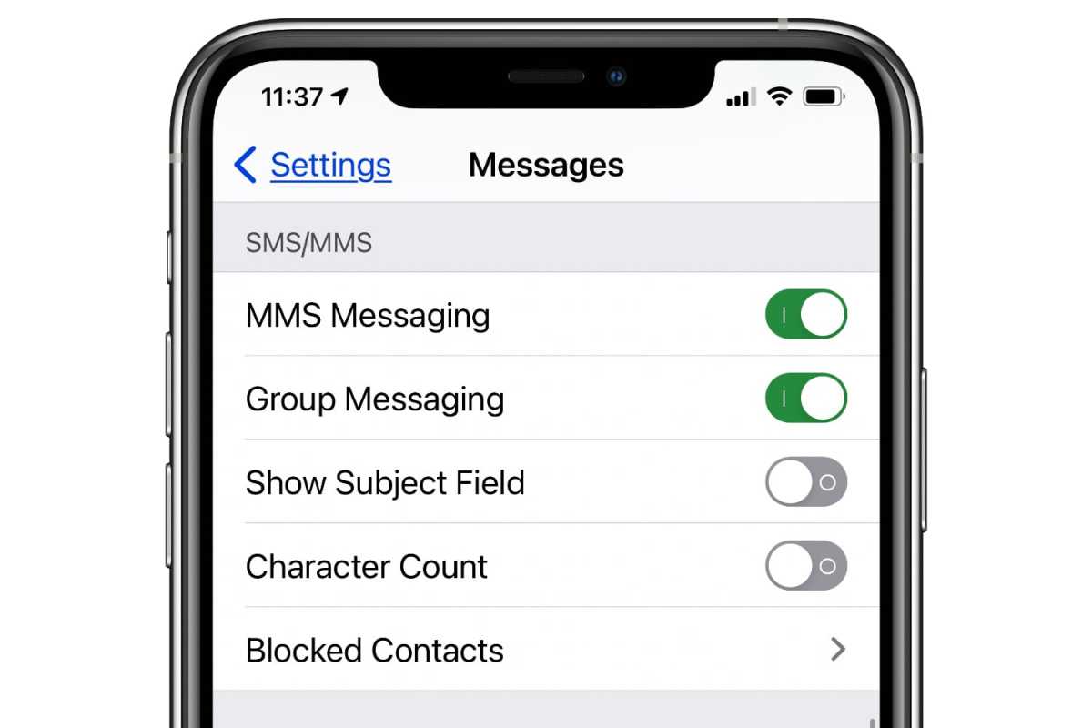iOS 14 MMS Messaging setting