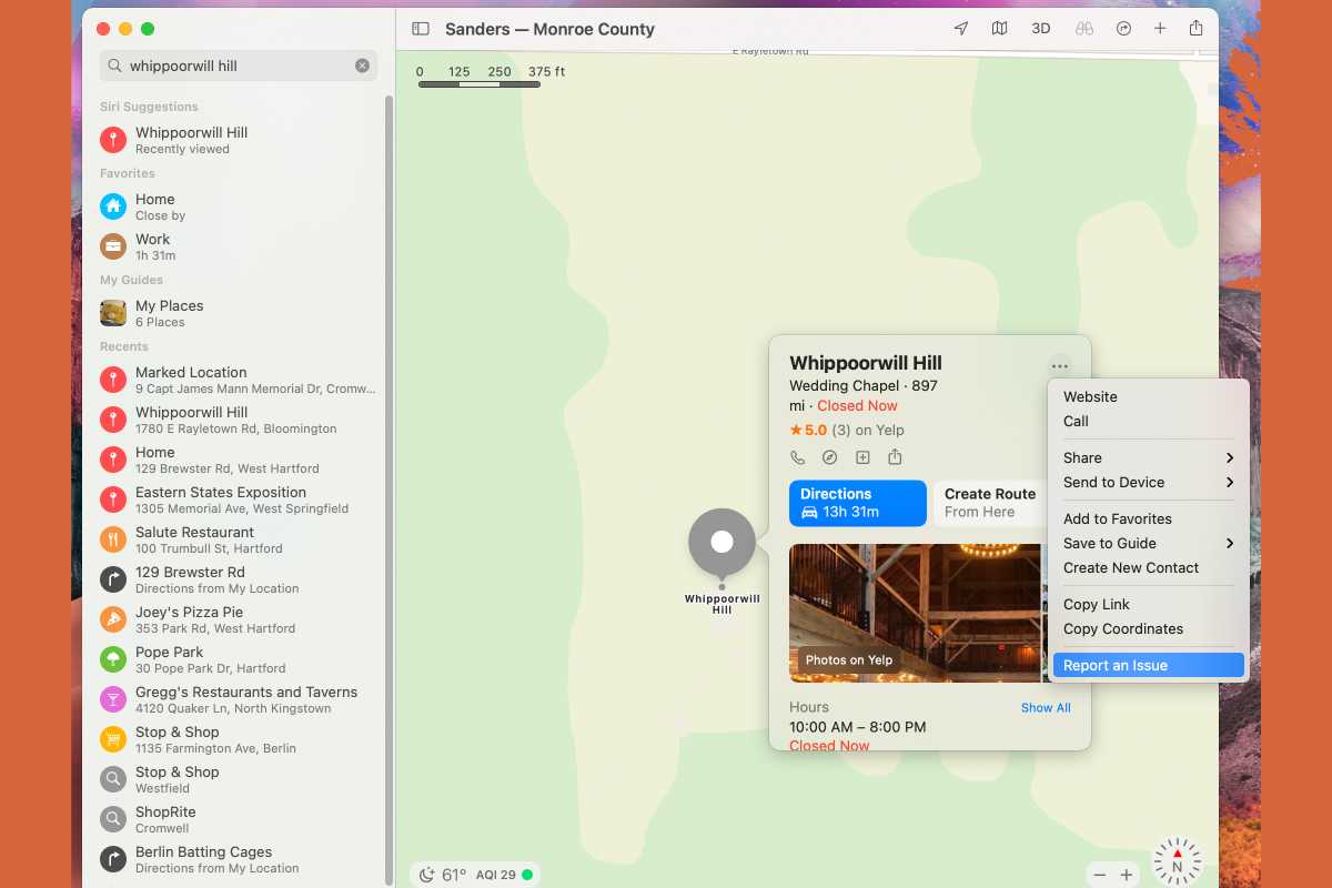 Informar de un error en Apple Mapas a través de macOS Big Sur