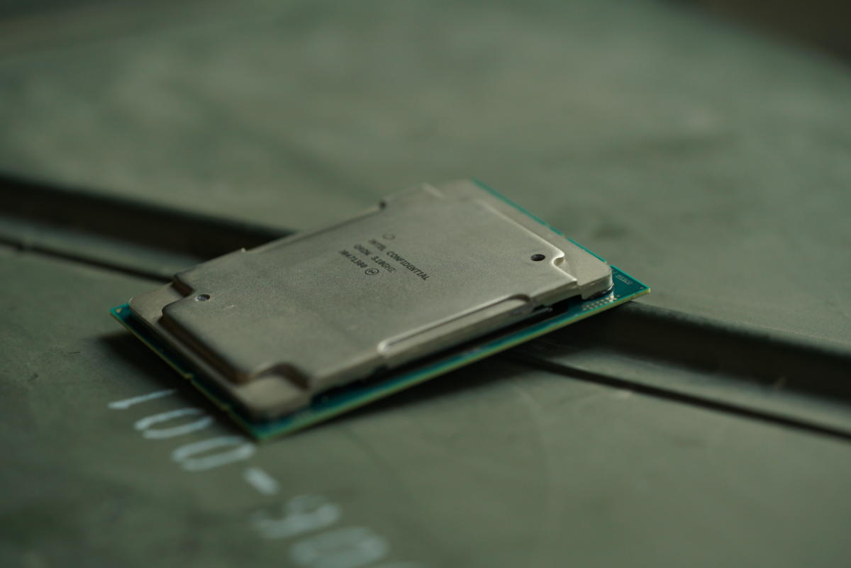 2019 Xeon chip on a flat surface