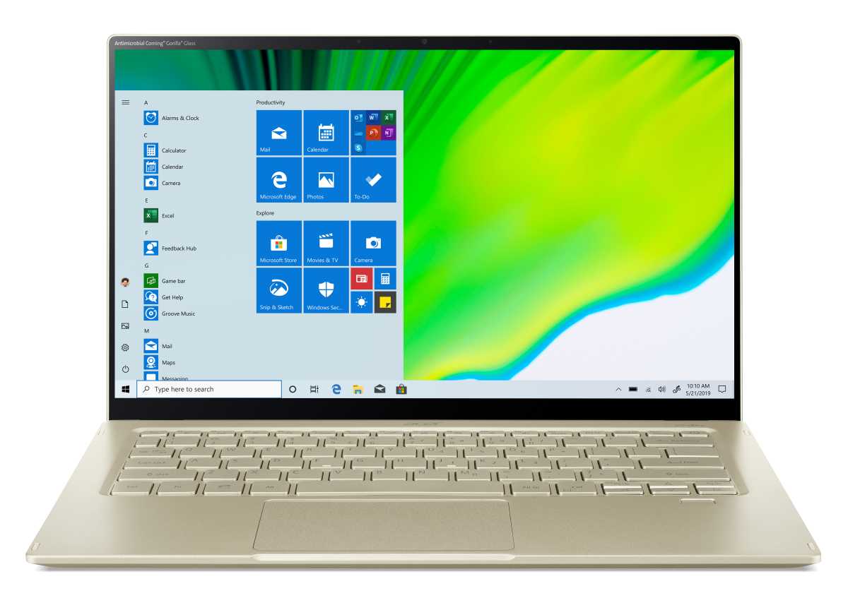 Acer's Swift 5 with gold chassis facing front