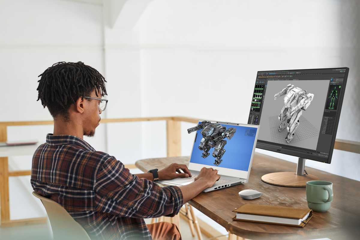 Artist Using Acer Conceptd 7 Spatiallabs Edition Laptop