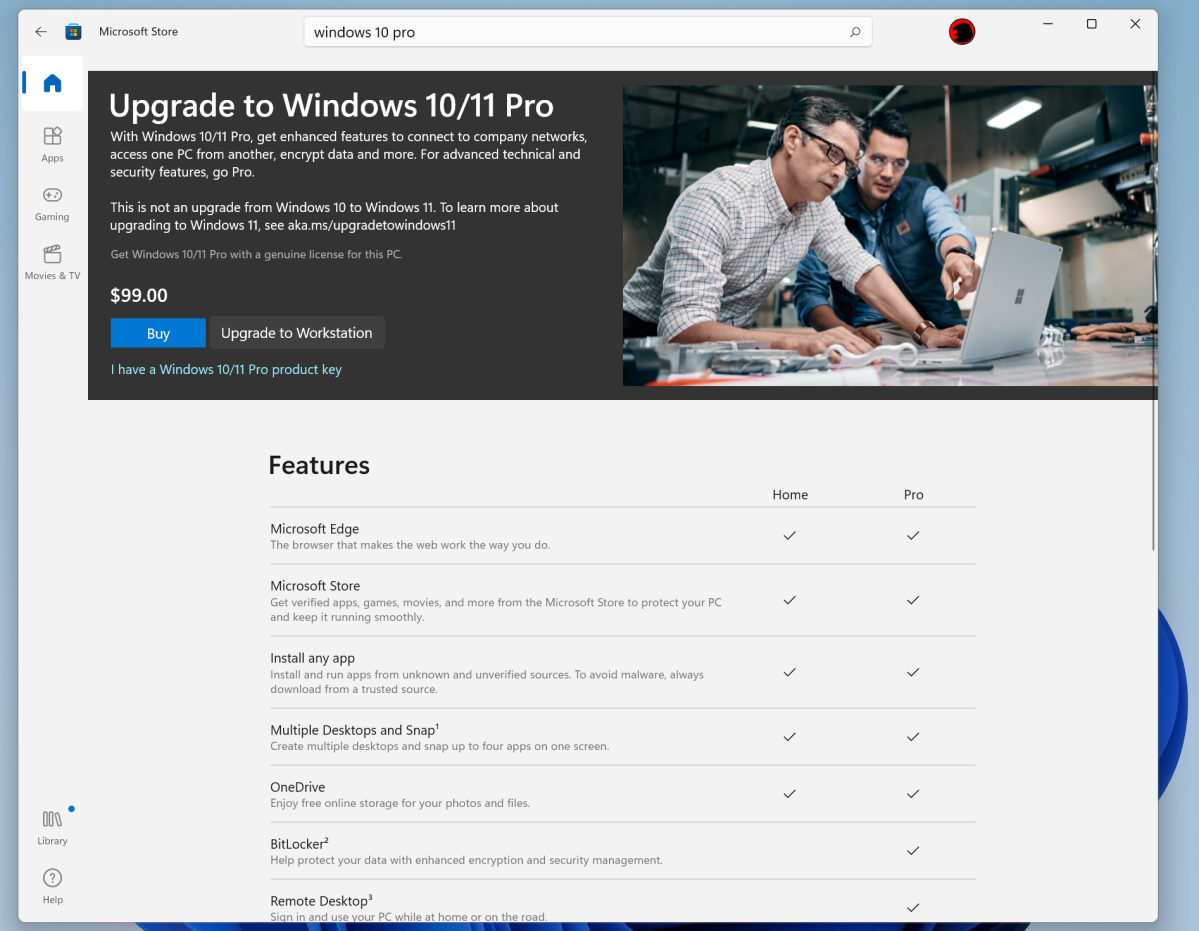 Windows 11 Pro Upgrade - Perpetual Software License