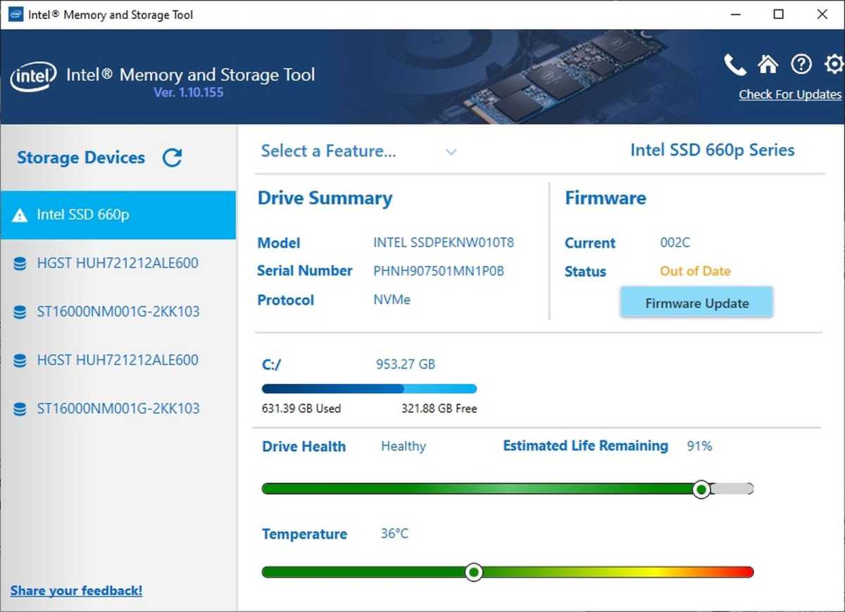 Intel SSD summary tool
