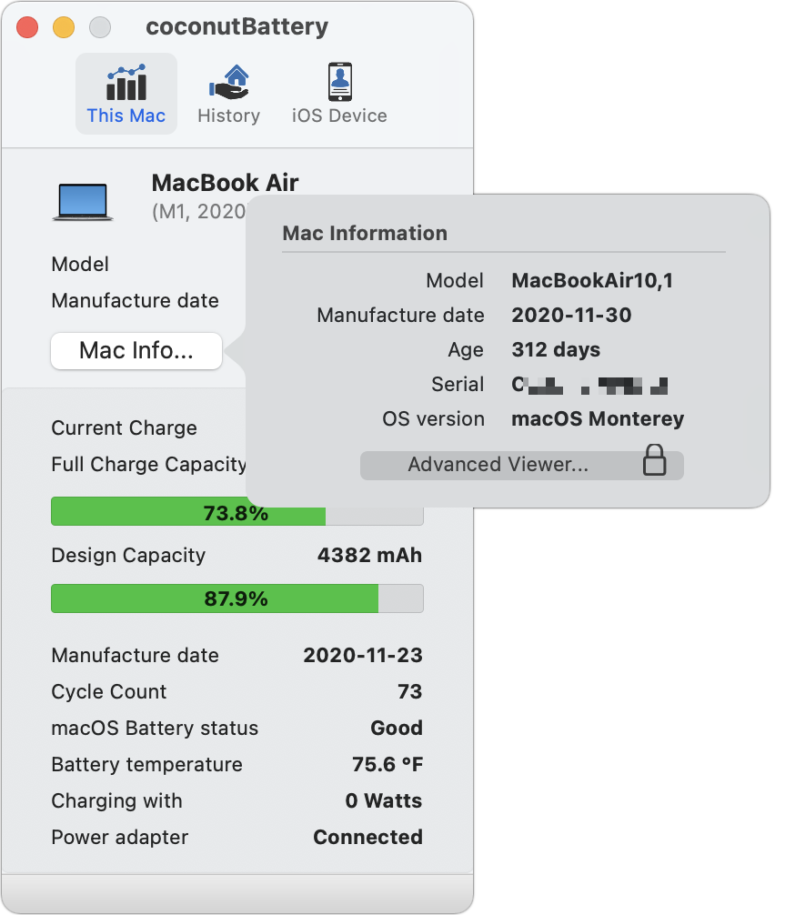 ipad battery health coconutbattery