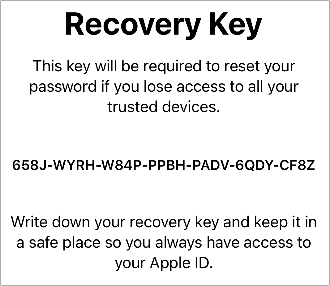 how to find recovery key for apple id