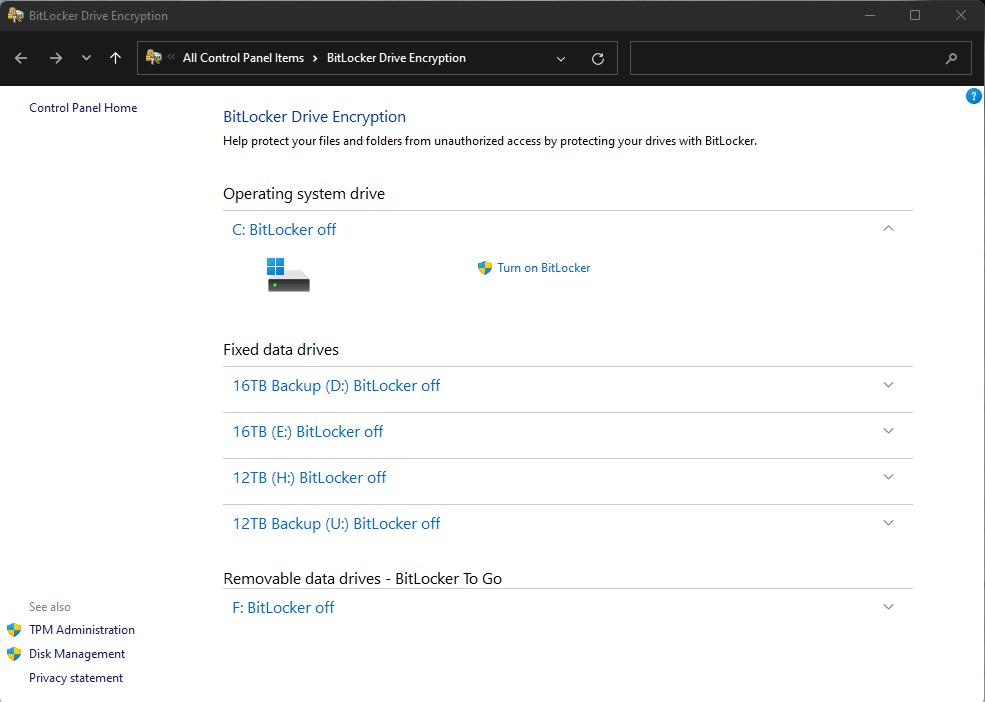 BitLocker preparation screen