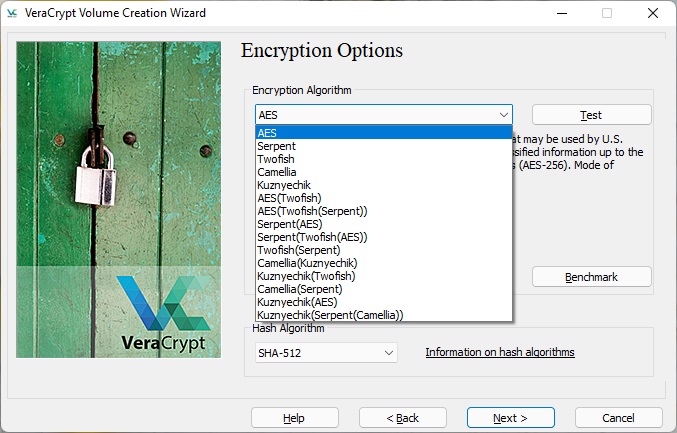 VeraCrypt preparation screen