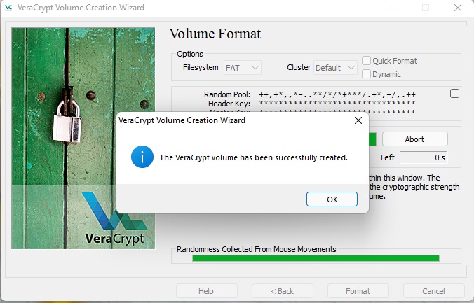 VeraCrypt preparation screen