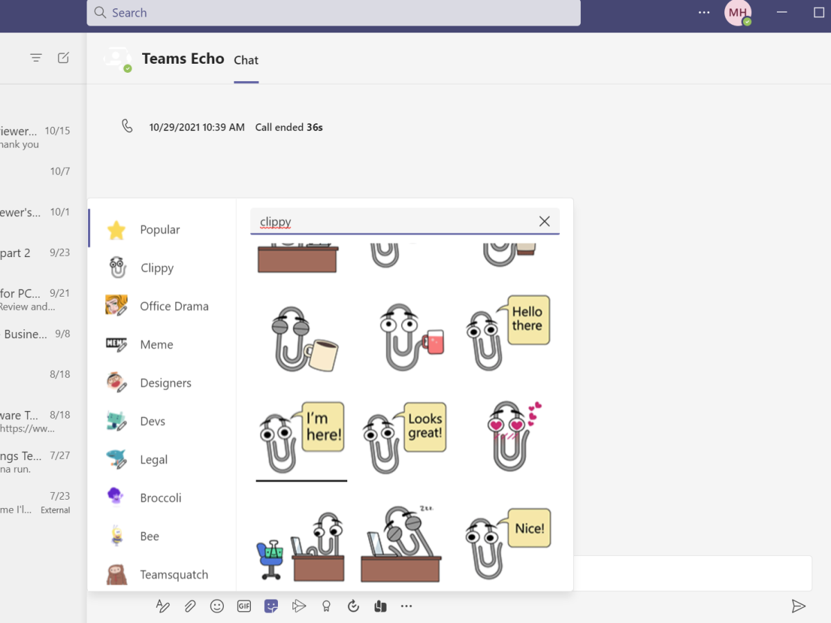 Microsoft Teams Clippy sticker pack