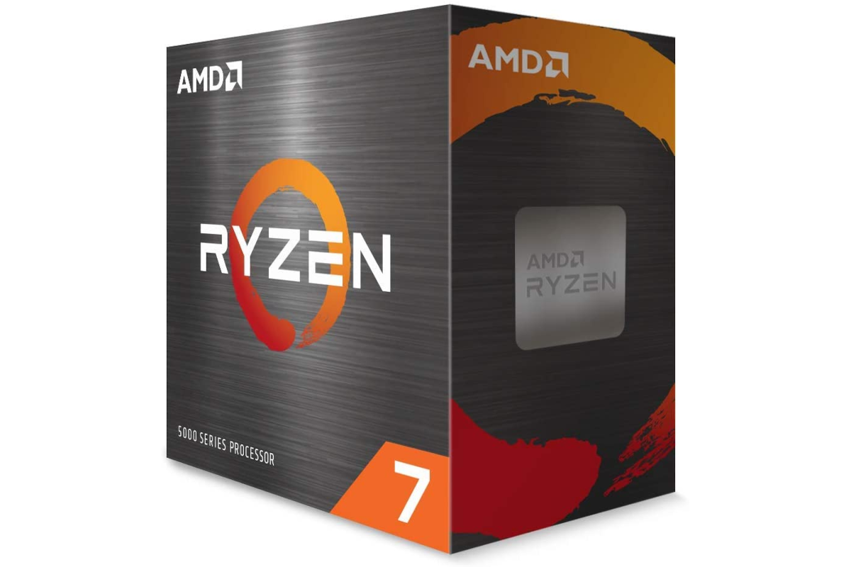 side angle of an AMD CPU box with the Ryzen logo on the front.