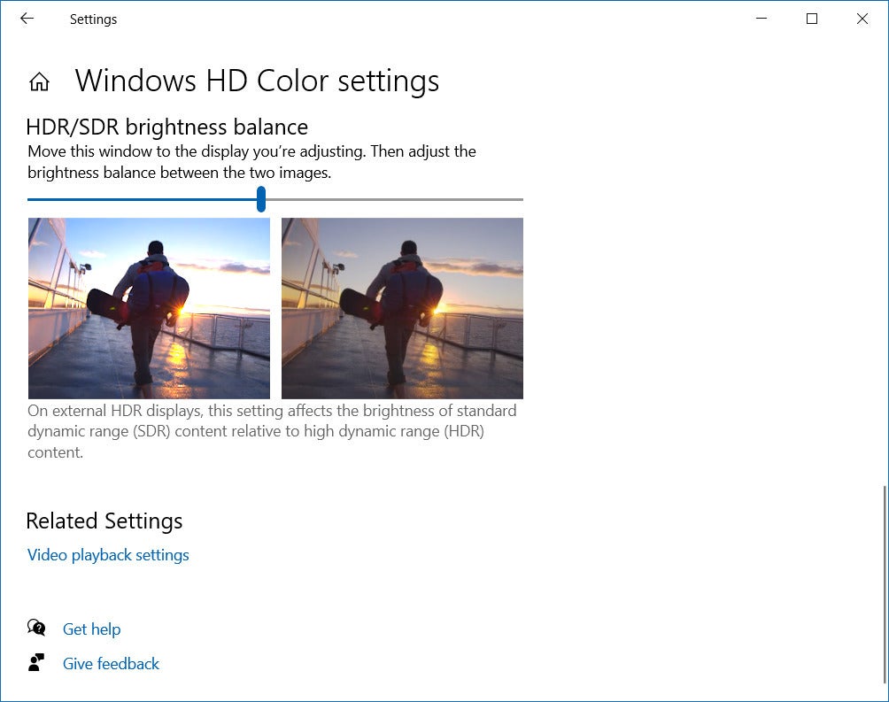Configuración de color HD de Windows