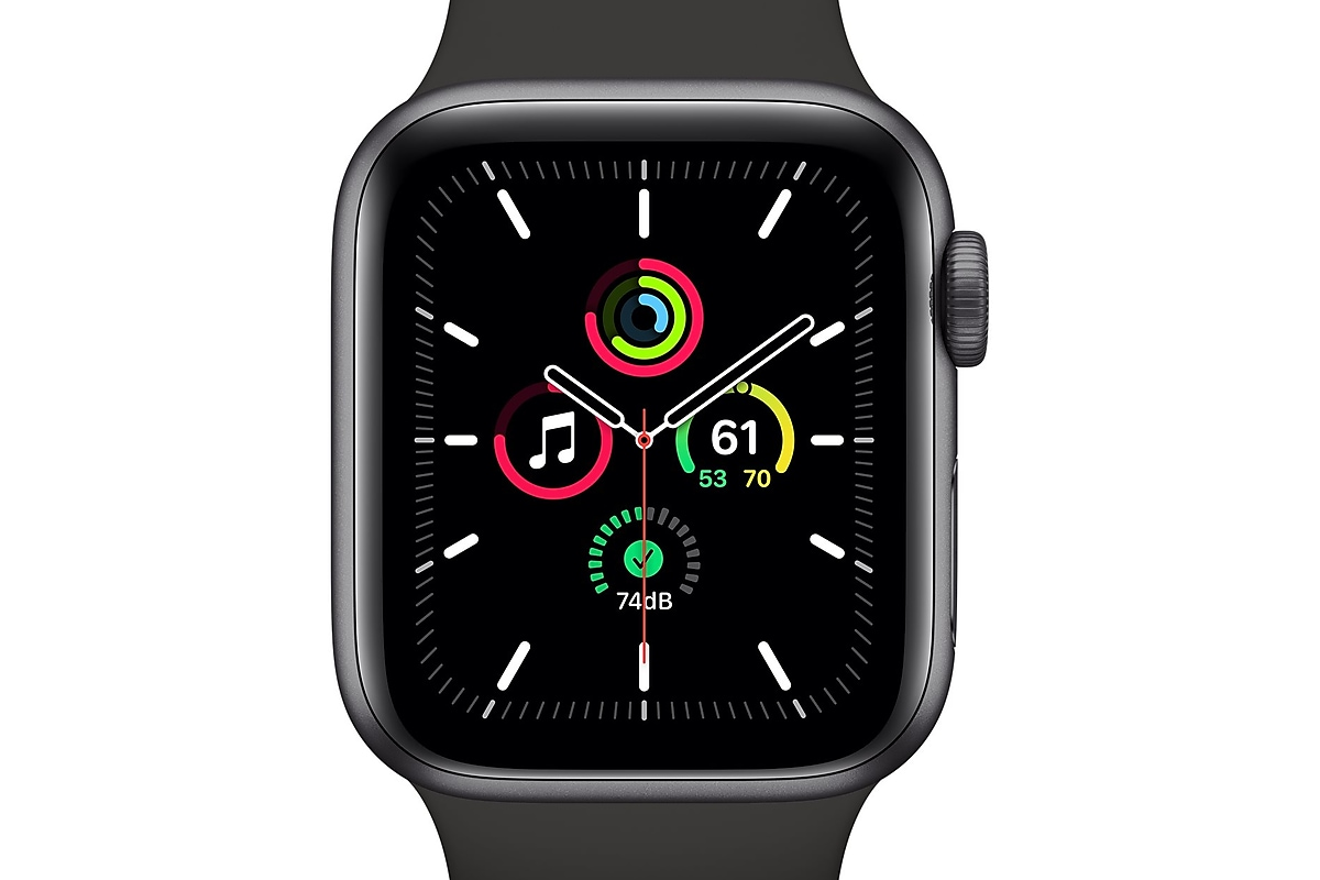 apple watch with analog face in space gray