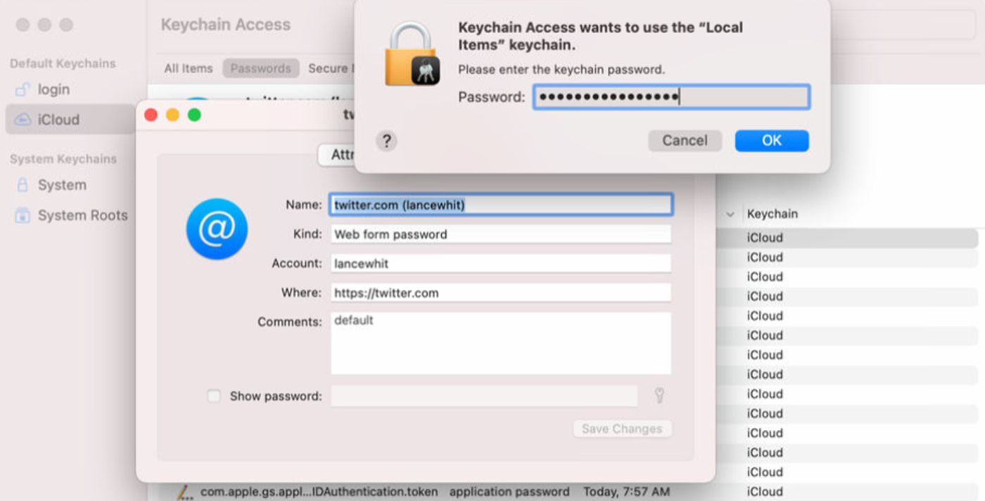 macos change keychain password not working