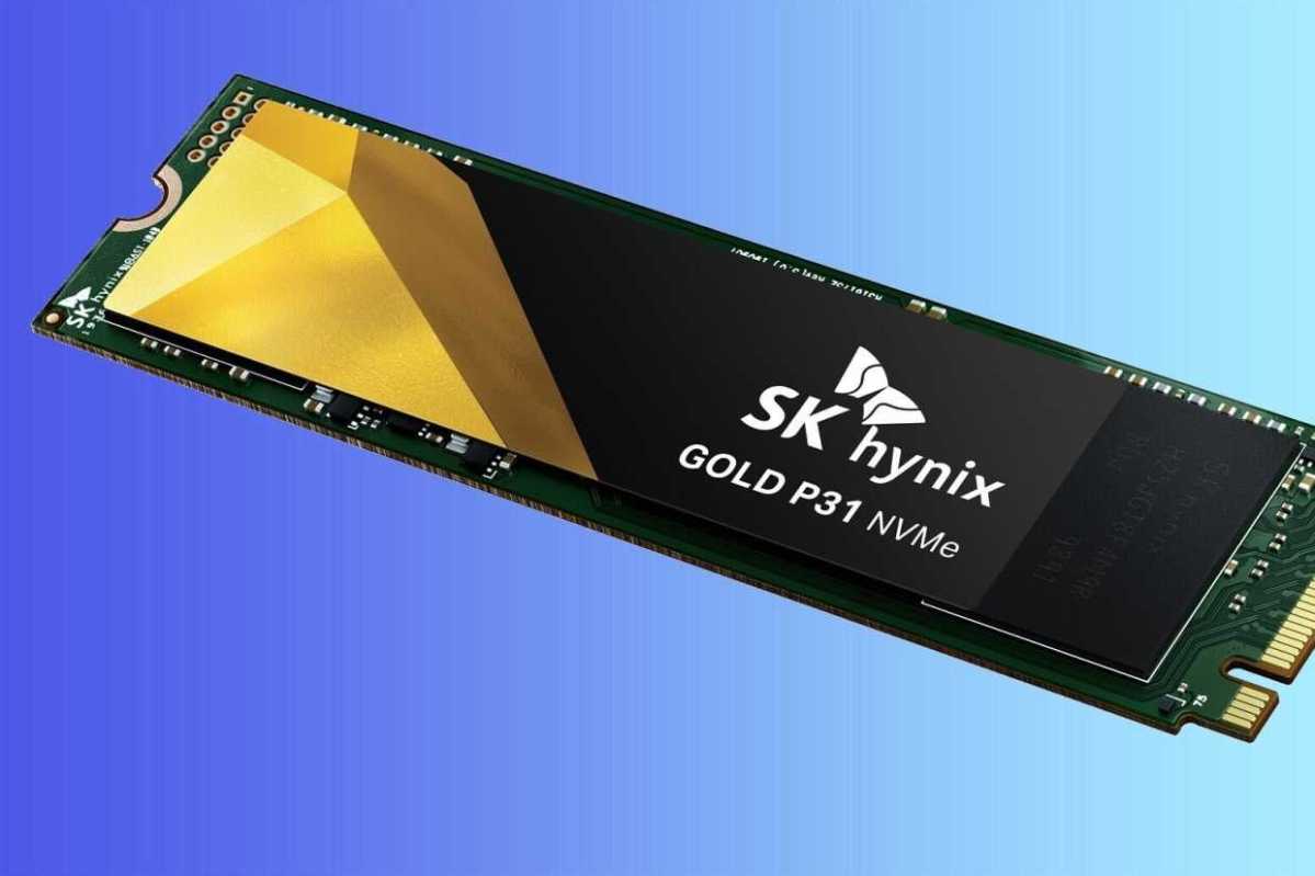 o SSD SK Hynix em um fundo azul
