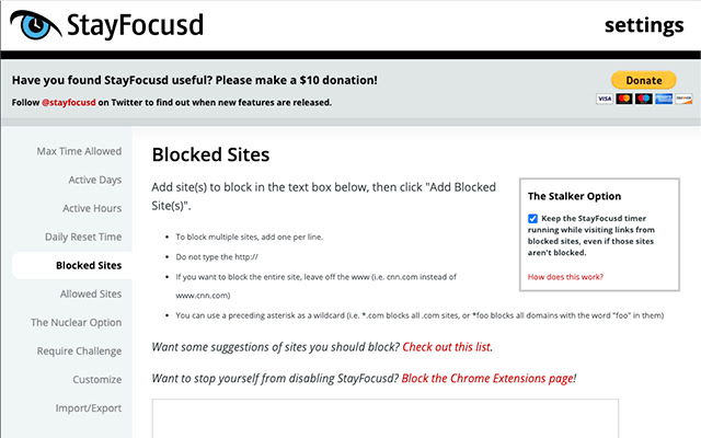 StayFocused Google Chrome Extension