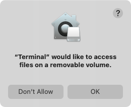 Terminal access removable volume