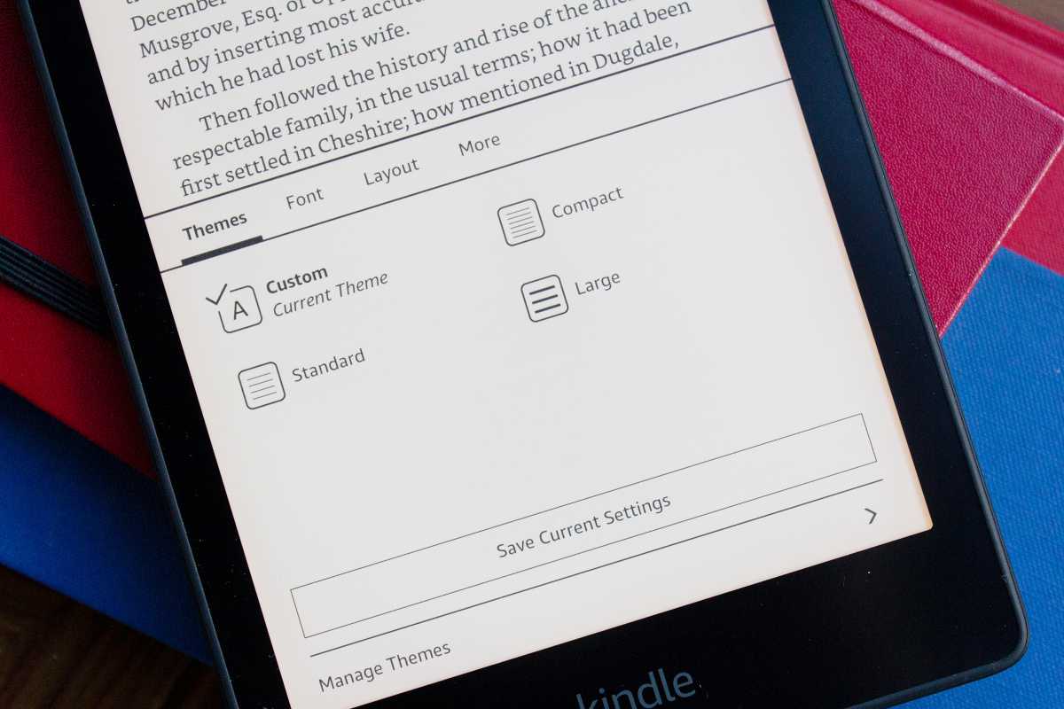 Customization settings for the Kindle Paperwhite (Signature Edition)