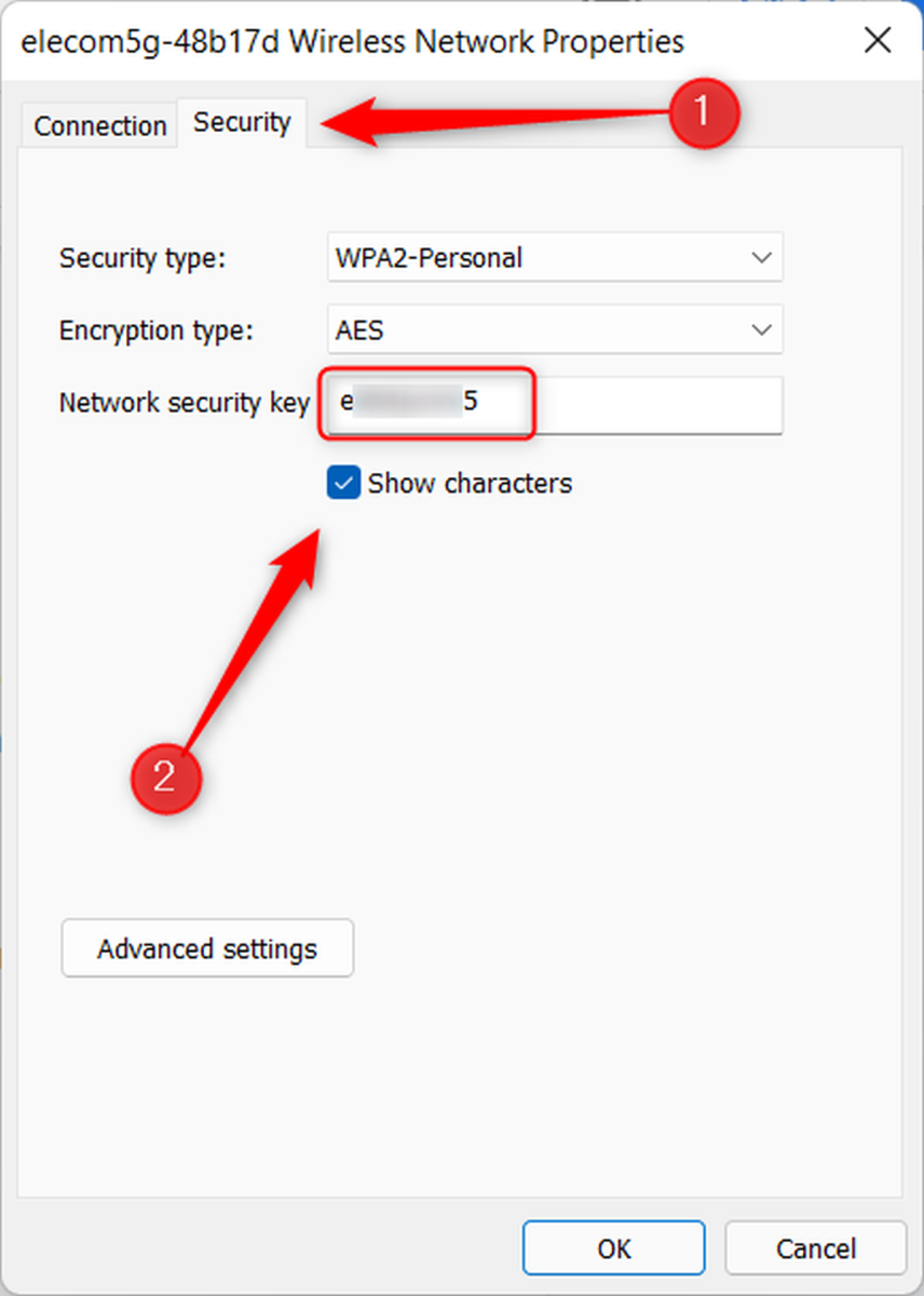 Show WiFi network security key