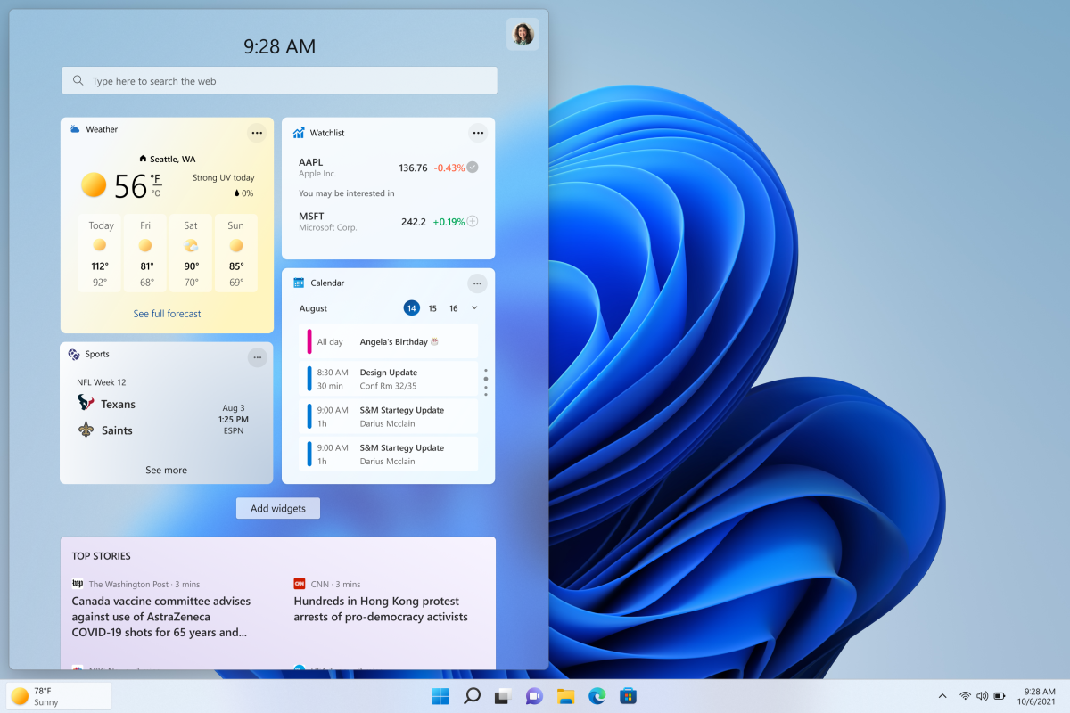 Windows 11 widgets