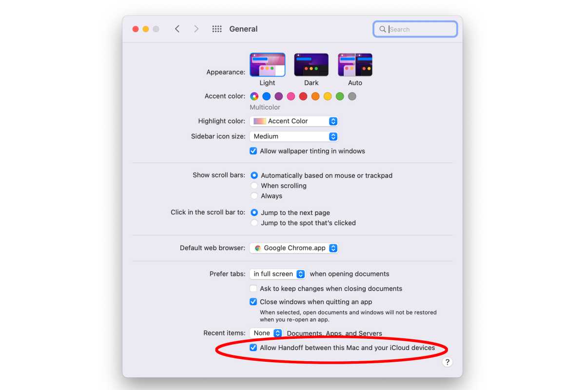 включить передачу обслуживания Mac