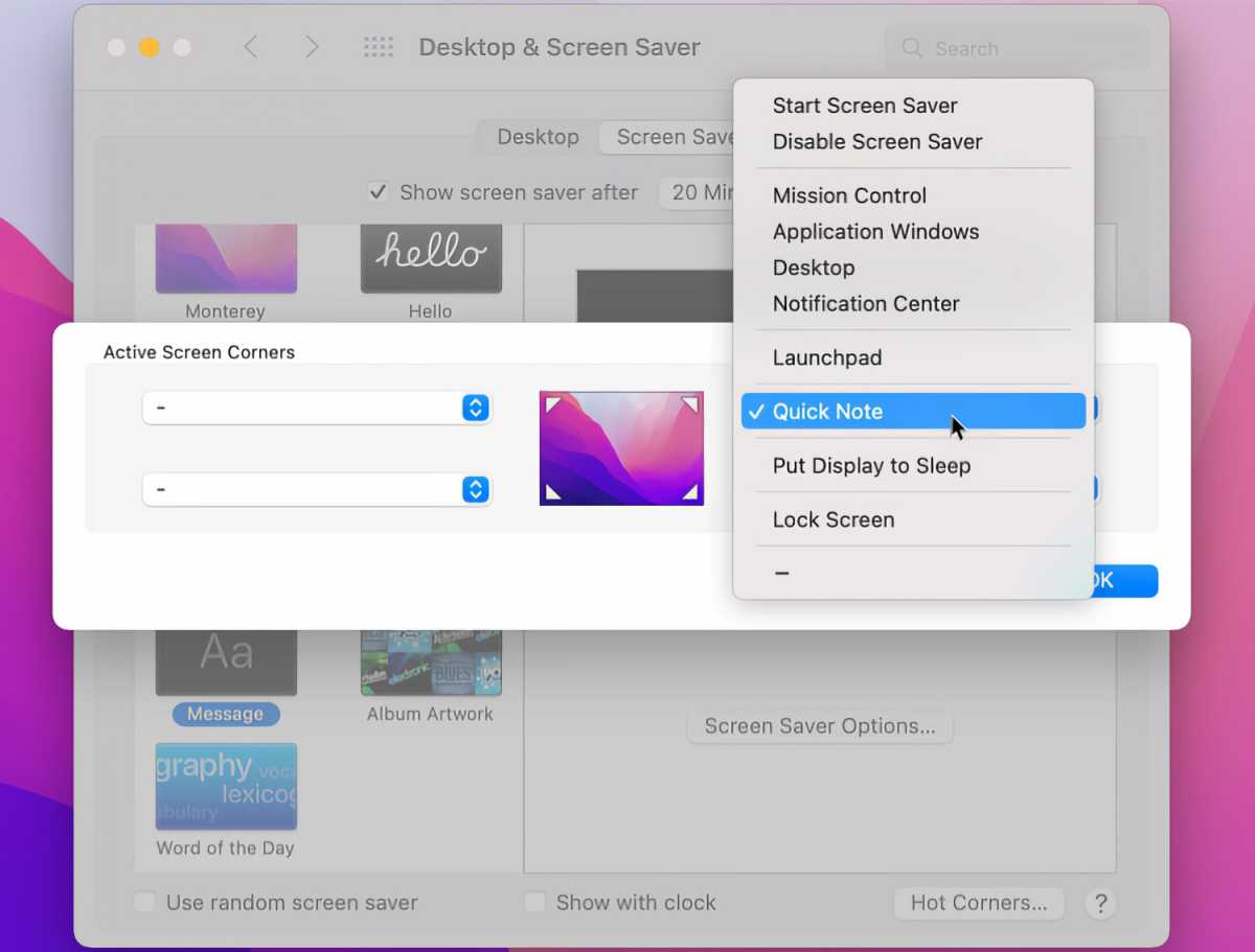 macOS hot corners