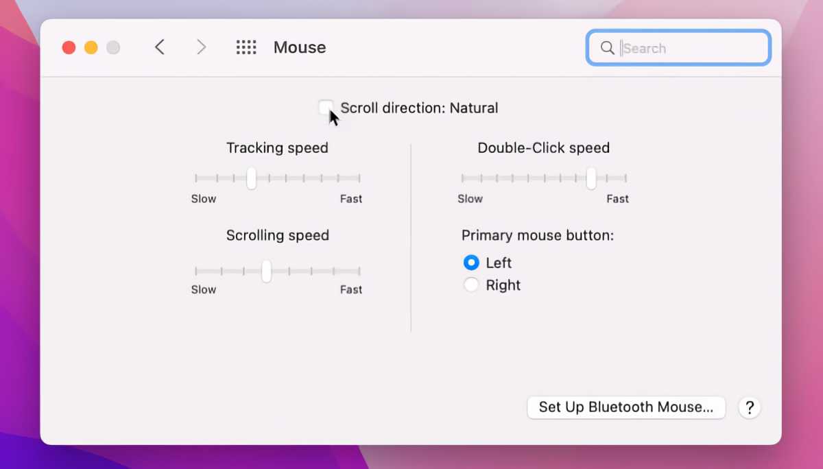 macos mouse settings